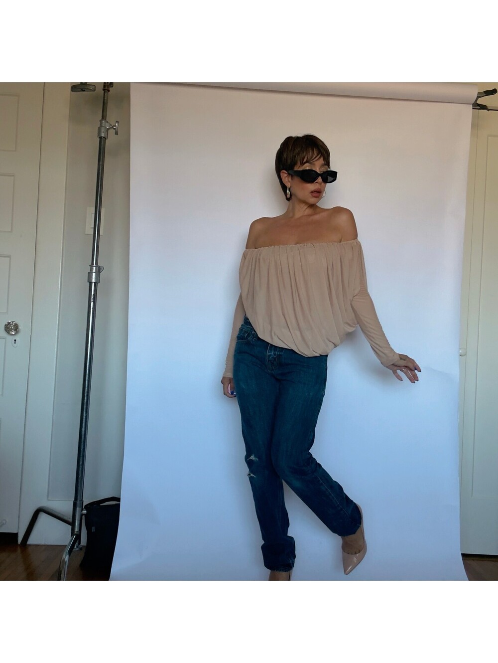 Off Shoulder Nude Top